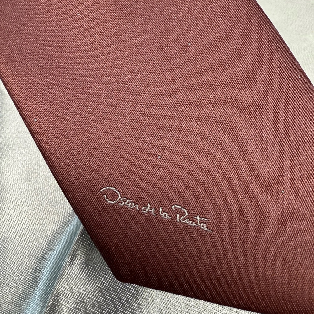 Oscar de la Renta Vintage Men’s Dusty Pink Neck Tie - Picture 3 of 6